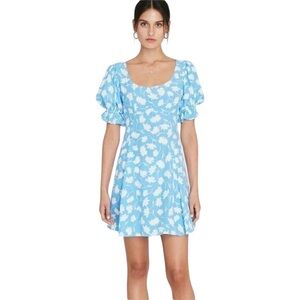 Faithfull the brand Women’s Blue Floral LA Barben Mini Dress Leyla XL NWT